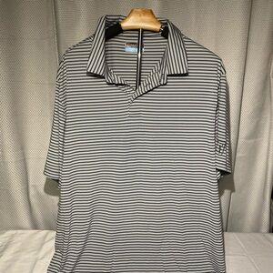 PGA Tour Grey and White Striped Polo Shirt